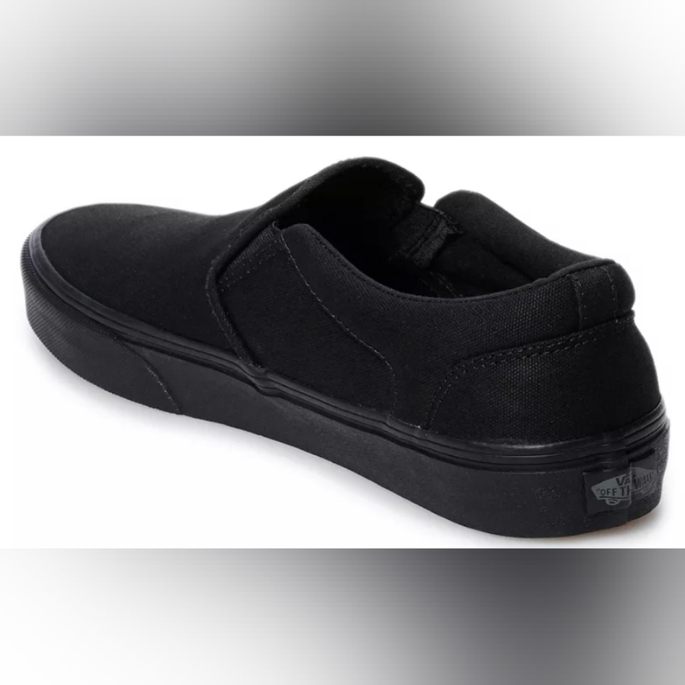 Vans® Asher Men's Black Slip-On Sneakers Size 7.5 Like New - Picture 2 of 10